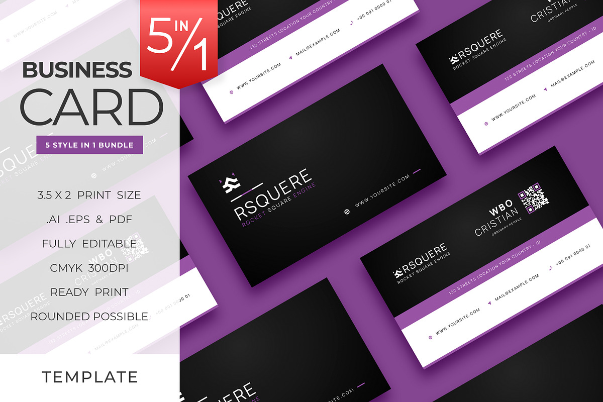 Purple Premium Business Card - V.42, a Business Card Template by Ctrl space studio (Photo 1 of 6)