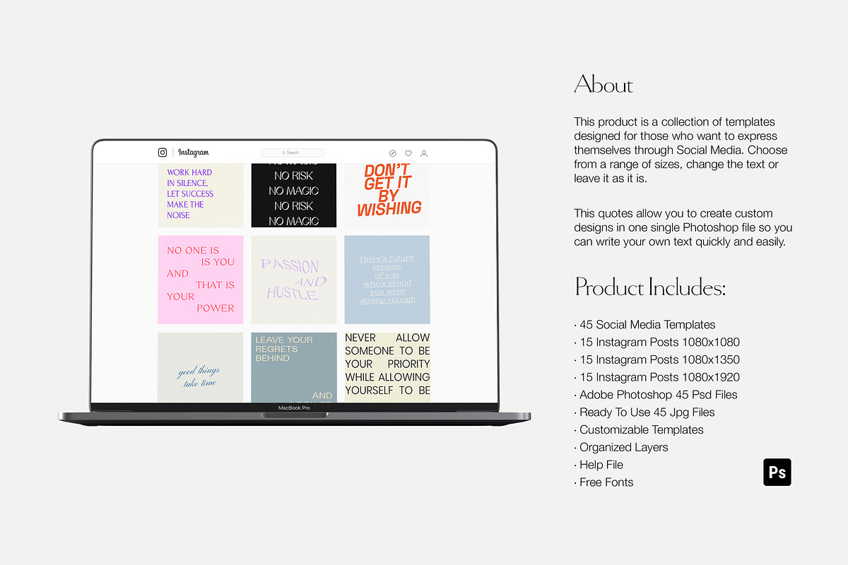 Instagram Quotes Posts Stories PS, a Social Media Template by Love Radiation Studio (Photo 3 of 19)