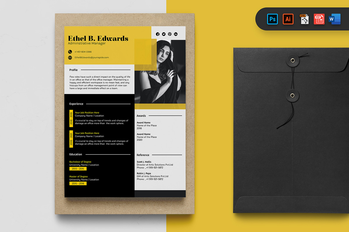 Admin Manager CV Resume, a Resume Template by 3djagan