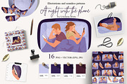 Night with the phon Vector Clipart, a Person Illustration by Universe Mary (Thumbnail 1 of 8)