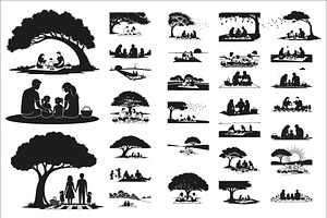 Charming summer picnic family, a Seasonal Illustration by Amazin_art