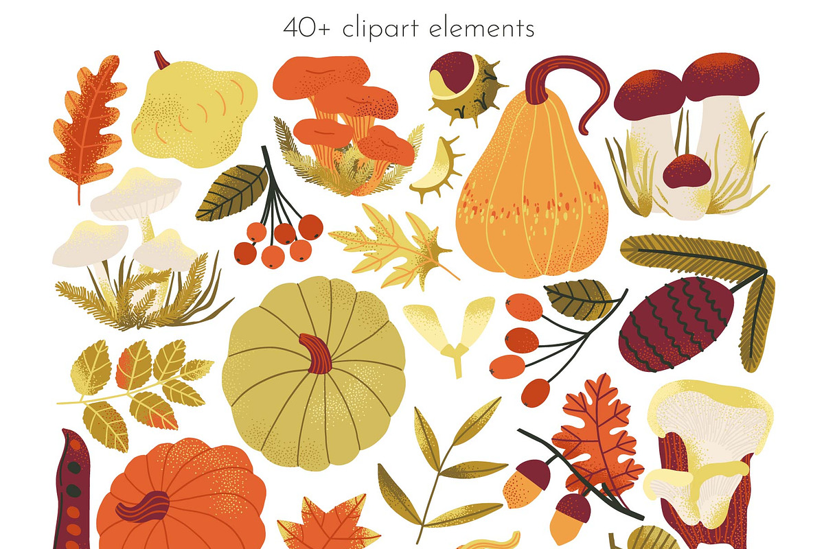 HELLO AUTUMN: clipart|border|pattern, a Seasonal Illustration by Elliko shop (Photo 2 of 12)