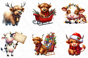 Cute Christmas Highland Cow Clipart, an Illustration by DreamPrint404 (Thumbnail 2 of 5)