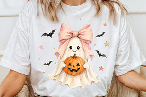 Coquette Ghost Halloween PNG, a Seasonal Illustration by Canvas Craft