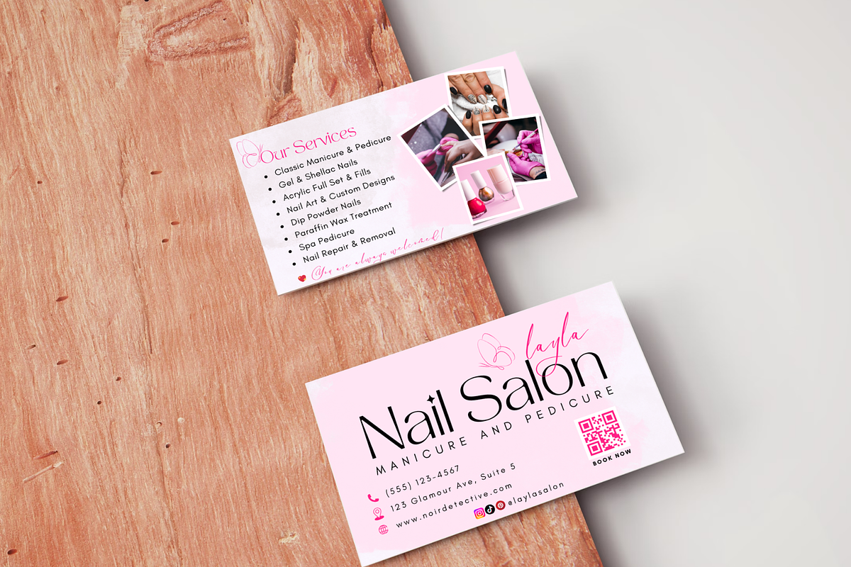 Custom Nail Salon Business Card, a Business Card Template by Elegant_Studio44 (Photo 1 of 6)