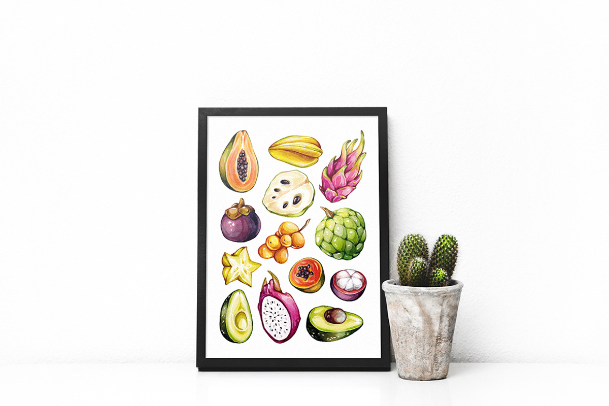 Tropical Fruits, Watercolor, an Illustration by Olga Olmix (Photo 3 of 4)
