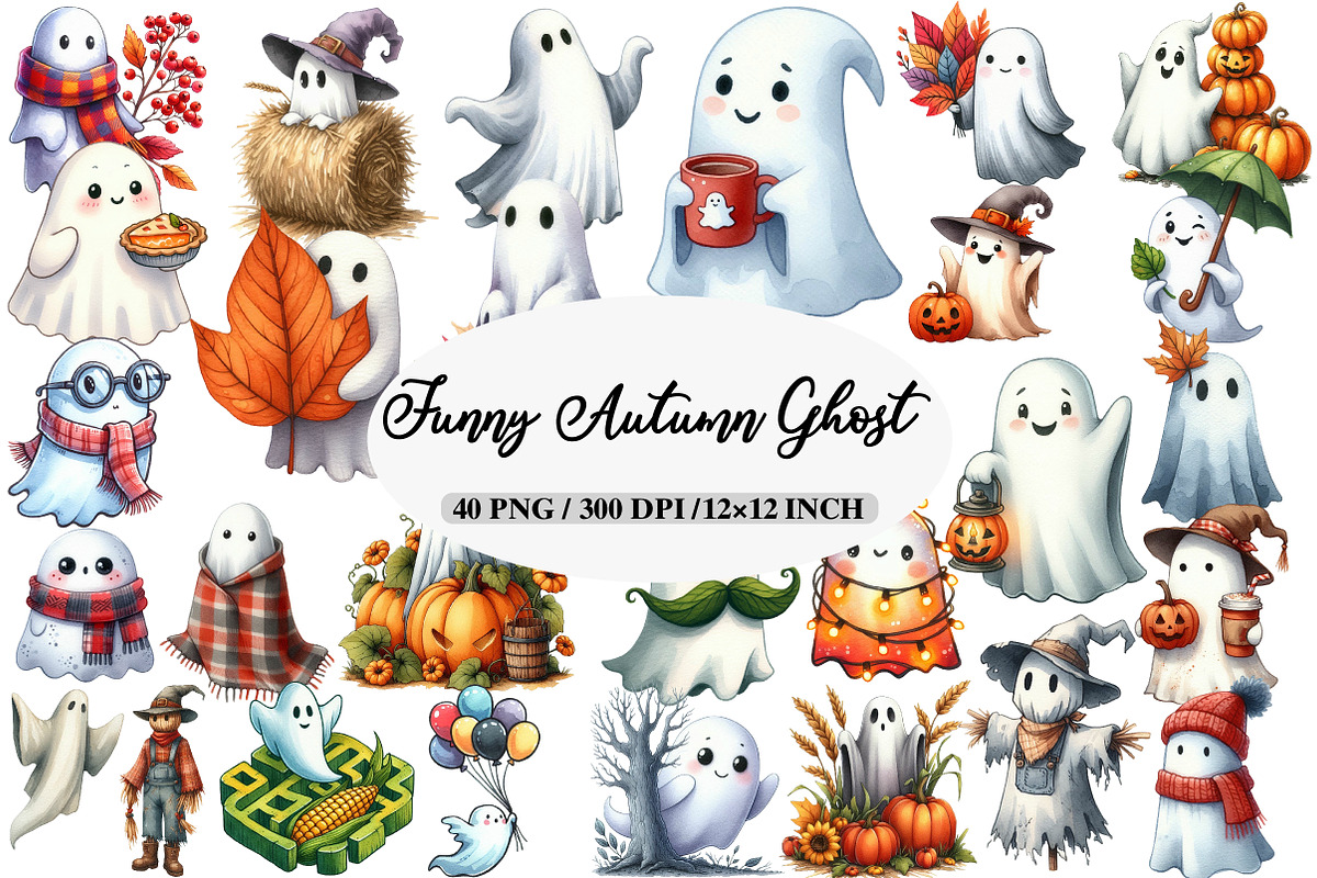 Autumn Ghost Sublimation Clipart, an Illustration by Daily.Designs (Photo 1 of 5)