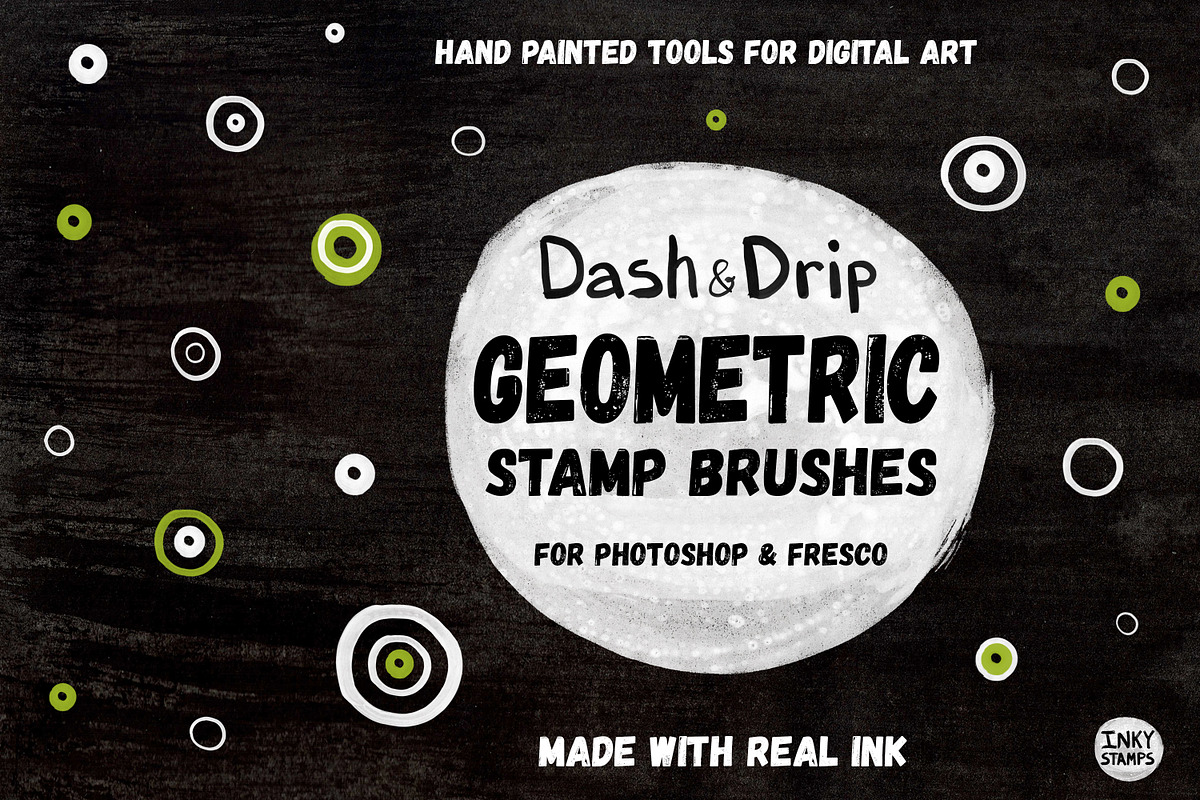 Geometric Stamp Brushes - Photoshop, a Brush Add-On by INKY STAMP BRUSHES (Photo 1 of 10)