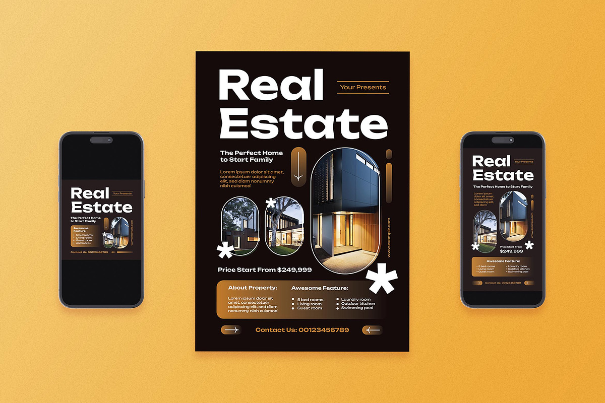 Modern Real Estate Flyer Set, a Flyer Template by Aiyari Graphic (Photo 1 of 3)