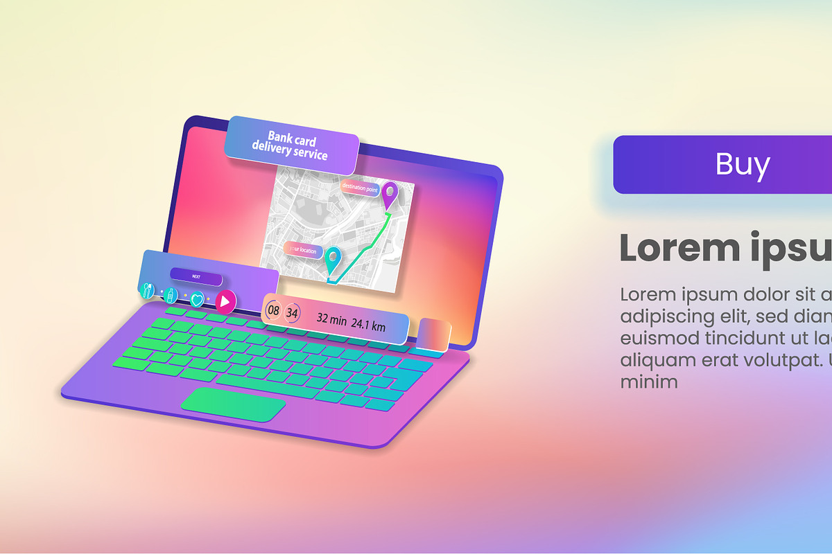 Laptop with delivery site interface, a Templates & Theme by palladadesign