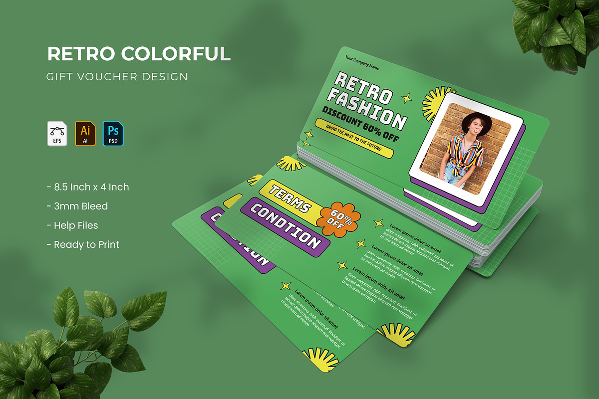 Retro Colorful - Gift Voucher, a Print Template by VUNIRA (Photo 1 of 3)