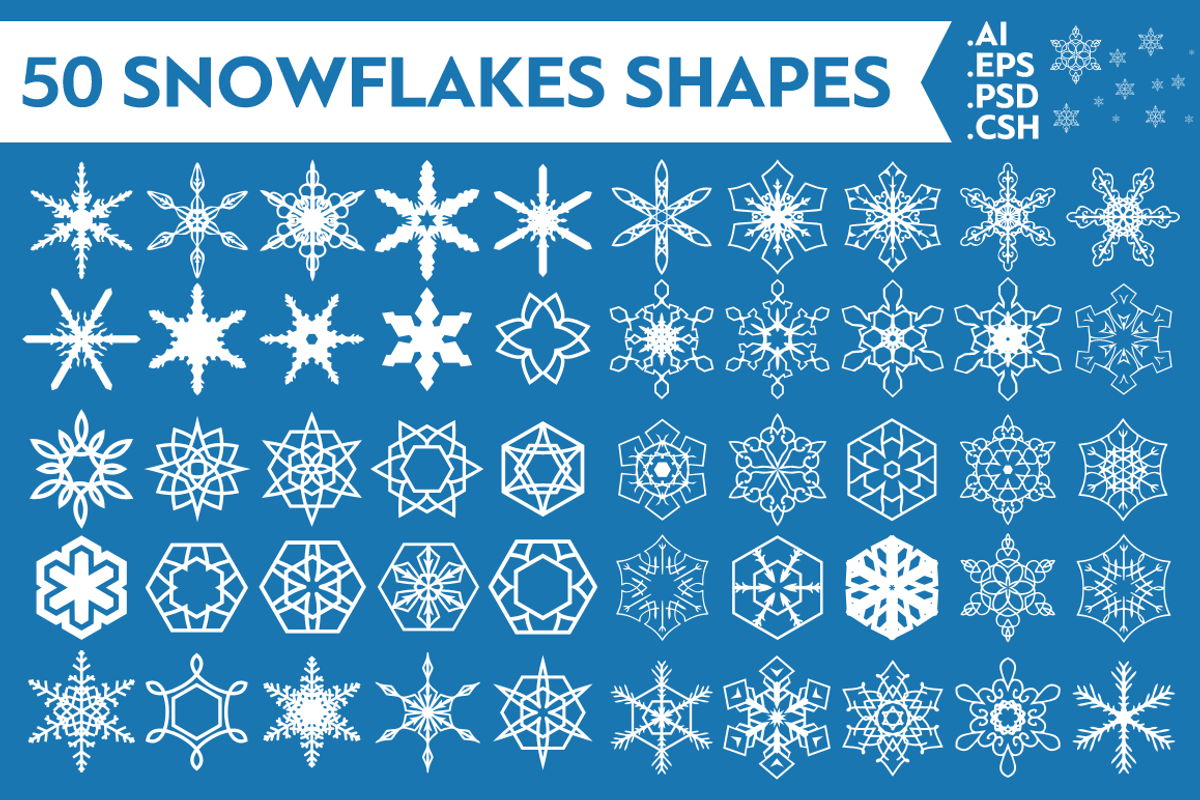 50 Snowflakes Vector Shapes Vol.1, a Shape Add-On by pixaroma
