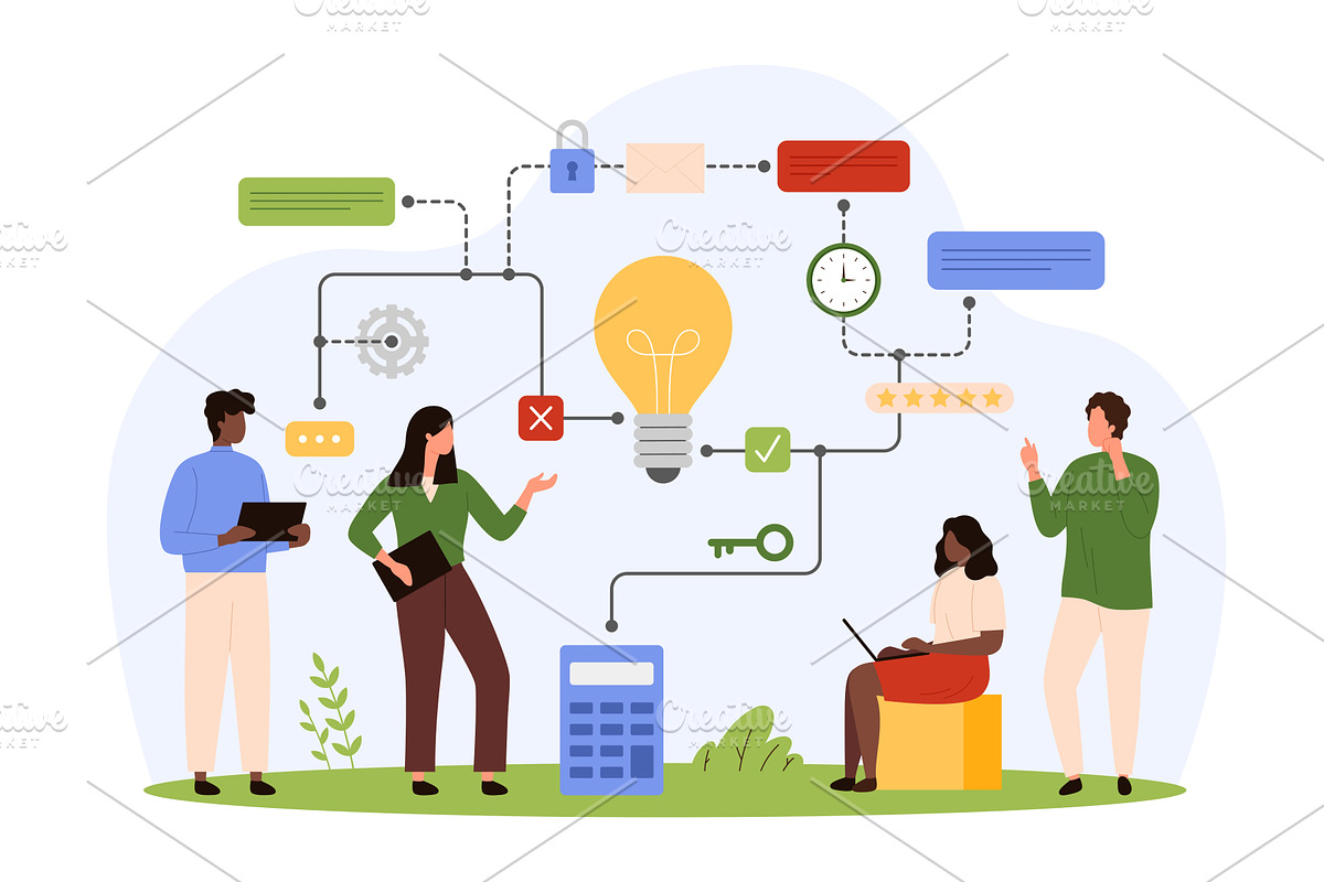 Mind map diagram to clarify decision, a Finance Illustration by Flashvector