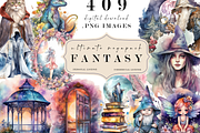 Magical Fantasy Watercolor Clipart, a Photo by Redwood Digital Art (Thumbnail 1 of 11)