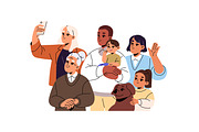 Happy people taking selfie together, a Person Illustration by PaperTrident (Thumbnail 2 of 6)