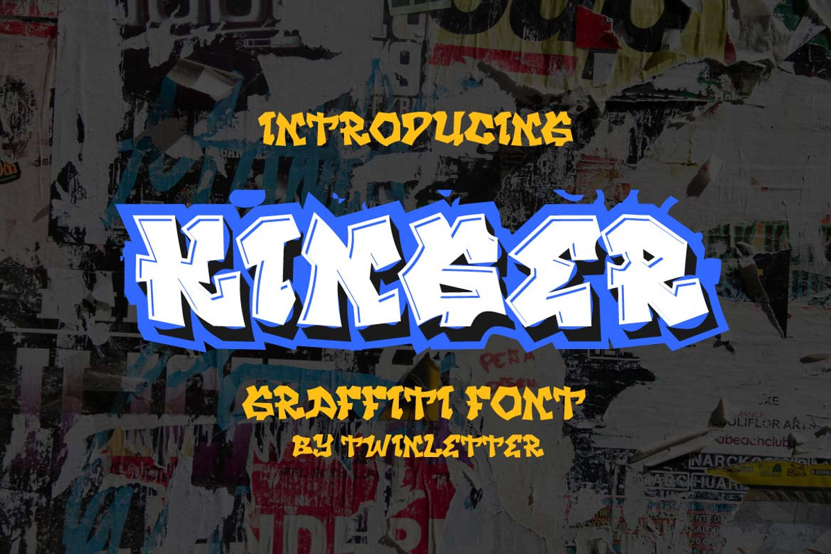 KINGER - Display Graffiti Style Font, a Font by twinstd (Photo 1 of 8)