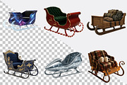 Christmas Sleigh Clipart Bundle., an Illustration by SVGArt (Thumbnail 8 of 8)