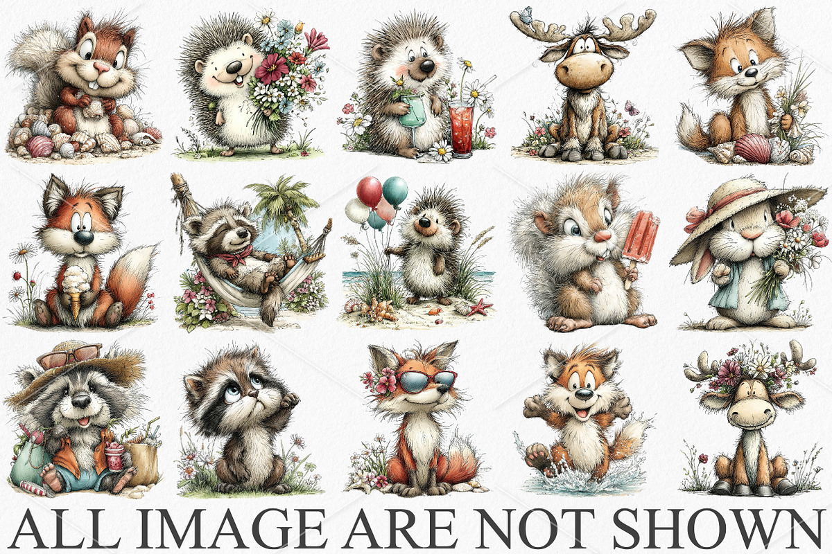 Whimsical Summer Woodland Animals, a Seasonal Illustration by Canvas Craft (Photo 4 of 7)