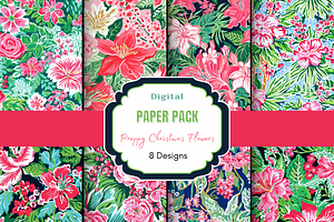 Preppy Christmas Flowers Paper