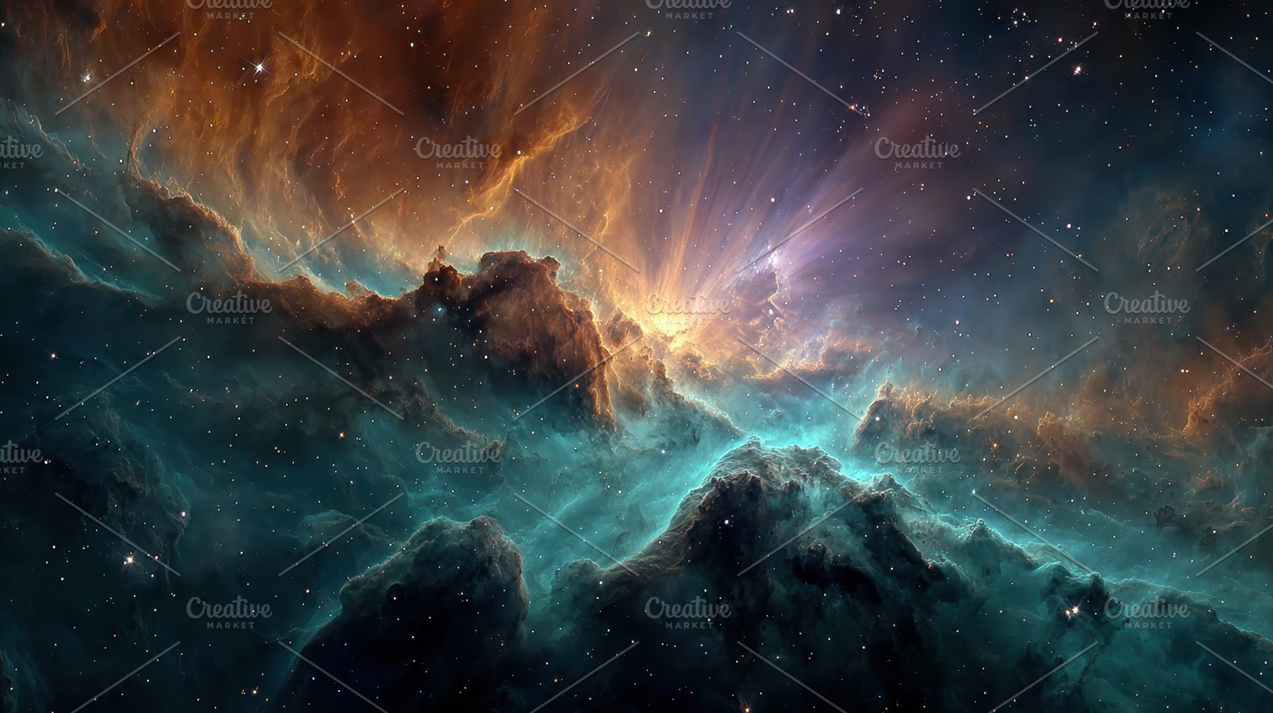Cosmic Nebula Stellar Cloudscape Cel, a Photo by Pixeness Studio