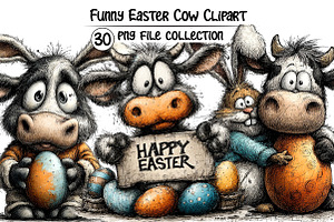 Funny Easter Cow Clipart, an Illustration by Dream Creation
