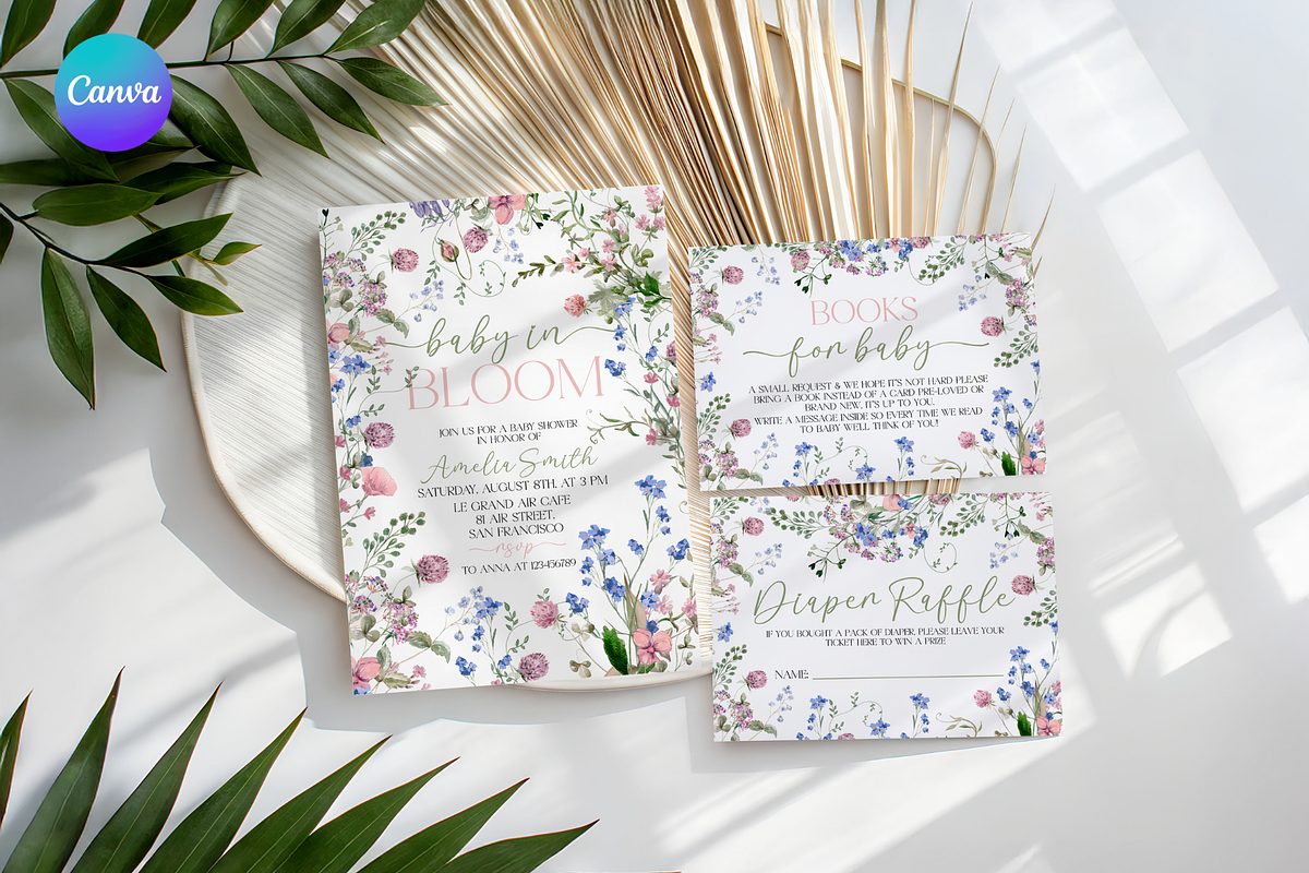 Boho Spring Floral Invite Bundle, an Invitation Template by Digital_Mind (Photo 1 of 6)