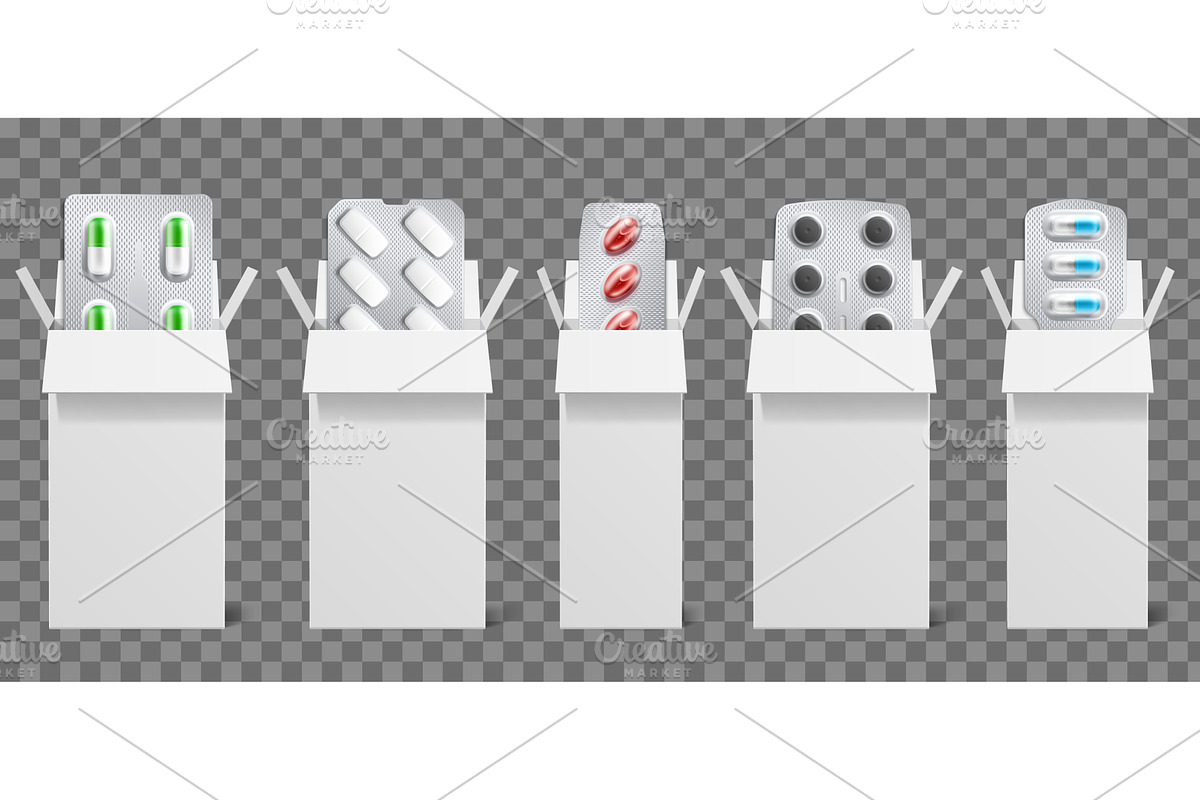 Clean white medicine boxes with, an Object Illustration by Vectorbuum