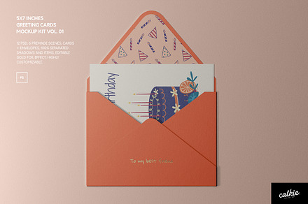 5x7 Greeting Cards Mockup Kit, a Books & Magazine Mockup by Catkie - Digital Art