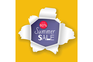 Summer Sale Banner In The Realistic