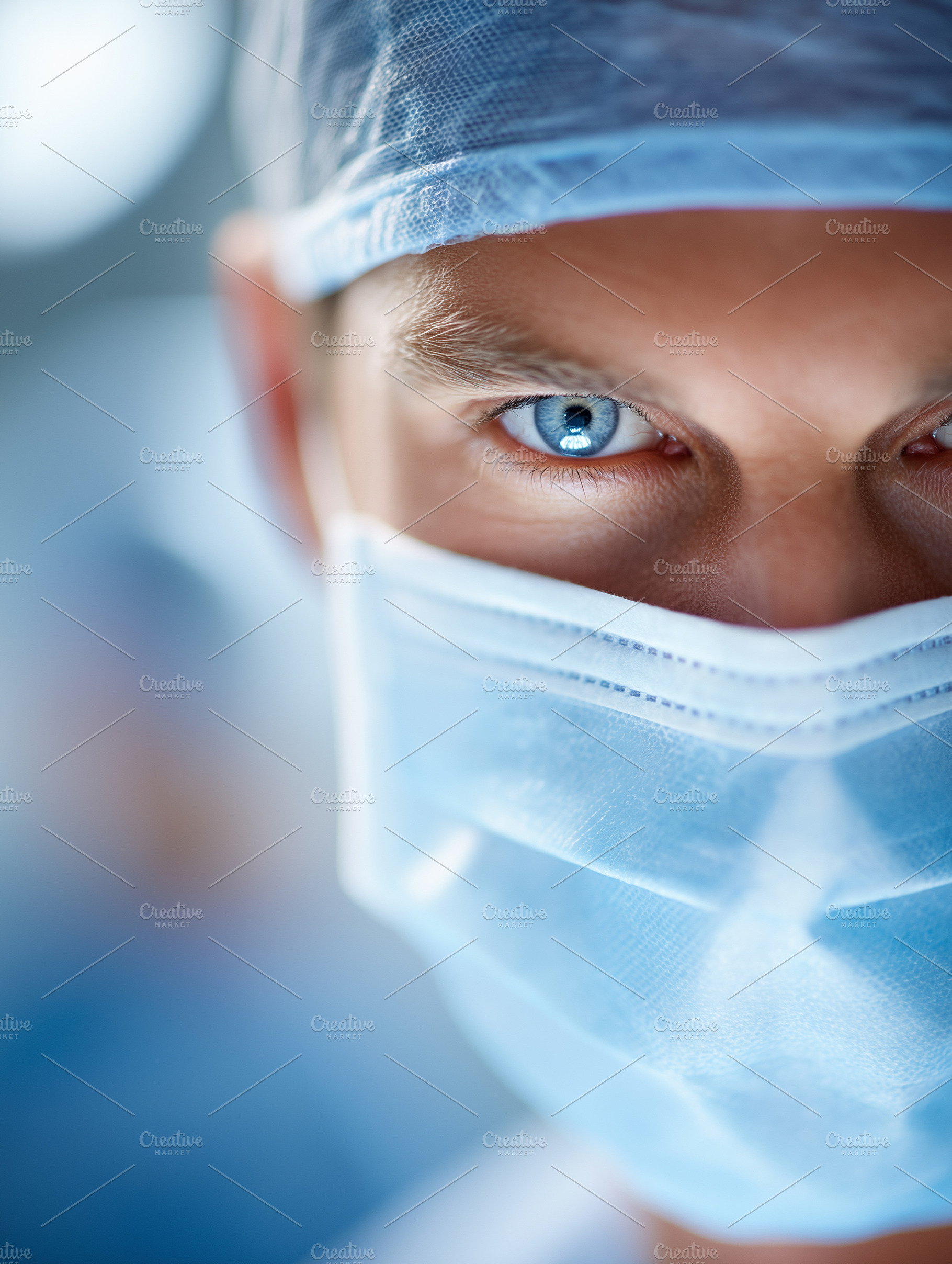 Close up of a focused surgeon’s eye, a Health & Medical Photo by MistyDay