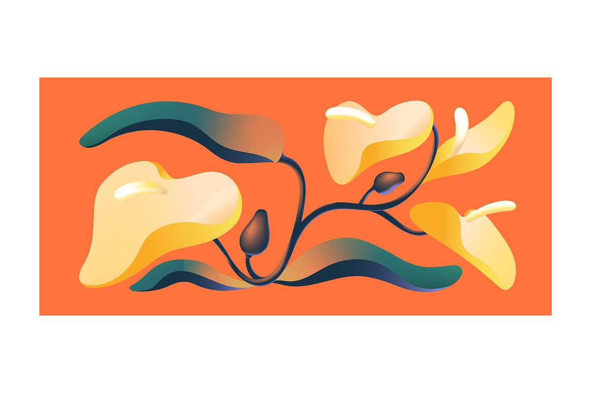 Abstract gradient flowers cards set, a Decorative Illustration by PaperTrident (Photo 6 of 8)
