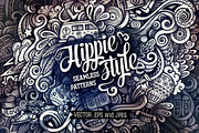 Hippie Graphic Doodles Patterns, a Pattern Graphic by BALABOLKA (Thumbnail 1 of 6)