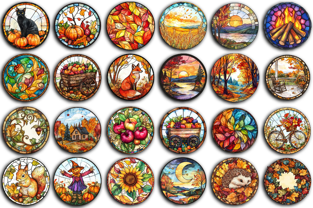 Watercolor Autumn Stained Glass Clip, an Illustration by Sublimation Artist (Photo 2 of 6)