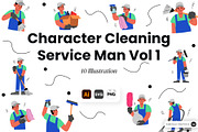 Cleaning Service Man Character Vol 1, a Work Illustration by SLAB! Design (Thumbnail 1 of 3)