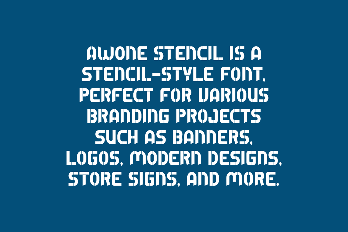 Awone Stencil Font, a Sans Serif Font by Iqsiart Studio (Photo 5 of 7)