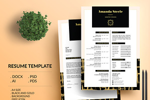 Black N Gold CV Resume Template / N