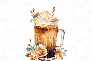 Watercolor Iced Coffee Clipart