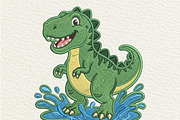 Cute Green Dinosaur PNG, an Object Illustration by DreamCafeArt (Thumbnail 6 of 6)