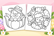 Happy Easter Coloring Pages Vol. 1, a Seasonal Illustration by Inkivelle Studio (Thumbnail 2 of 3)