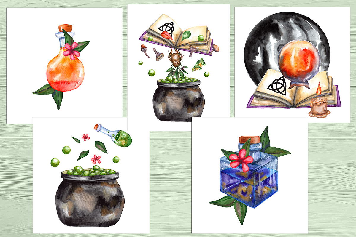 Magic, witchcraft, and Halloween, an Education Illustration by Olha's watercolor (Photo 4 of 19)