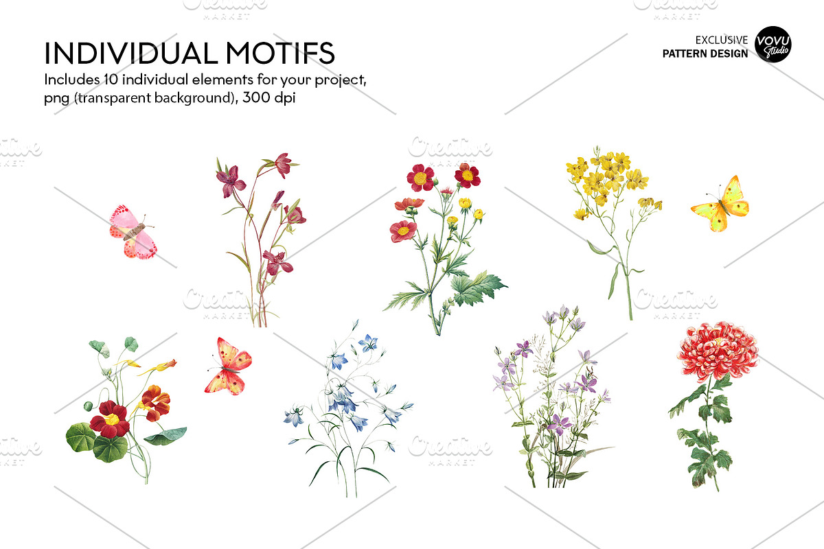Wild floral Seamless Pattern Design, a Pattern Graphic by VOVU Studio (Photo 3 of 12)