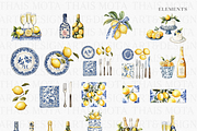 Watercolor Mediterranean Wedding Set, a Decorative Illustration by ThaismotaCreativeCo (Thumbnail 3 of 5)
