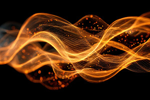 Golden Waves Abstract Flowing Light, a Photo by Pixeness Studio