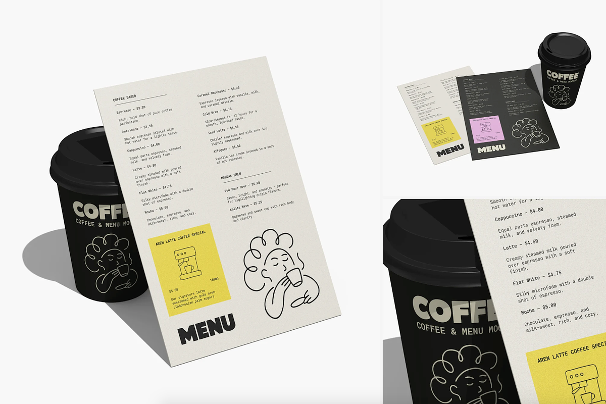 Coffee Menu & Cup Mockup Branding, an Advertising Mockup by graphicsauce (Photo 1 of 4)