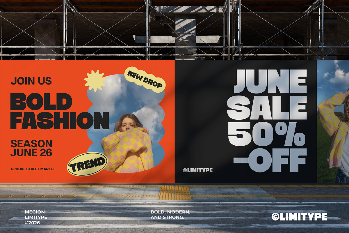 Megion - Bold Display Font, a Sans Serif Font by limitype (Photo 3 of 10)
