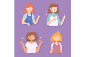 girls with curly hair, a Person Illustration by studiogstock