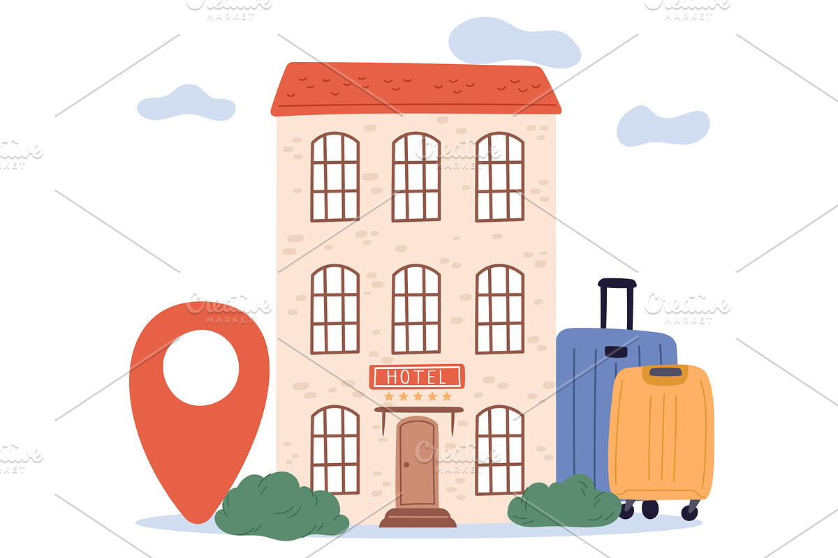Five star hotel buildings with, an Object Illustration by Vectorbuum