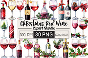 Christmas Red Wine Clipart, an Illustration by Black Bird Studio (Thumbnail 1 of 6)