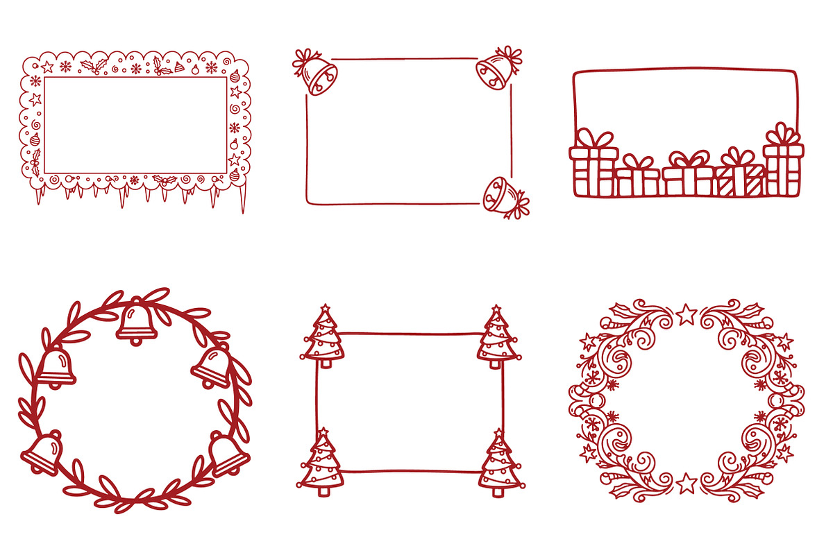 Doodle Christmas Frame SVG PNG Bundl, an Illustration by Daily.Designs (Photo 3 of 4)