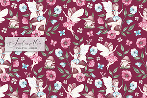 Watercolor Fairy Floral Pattern